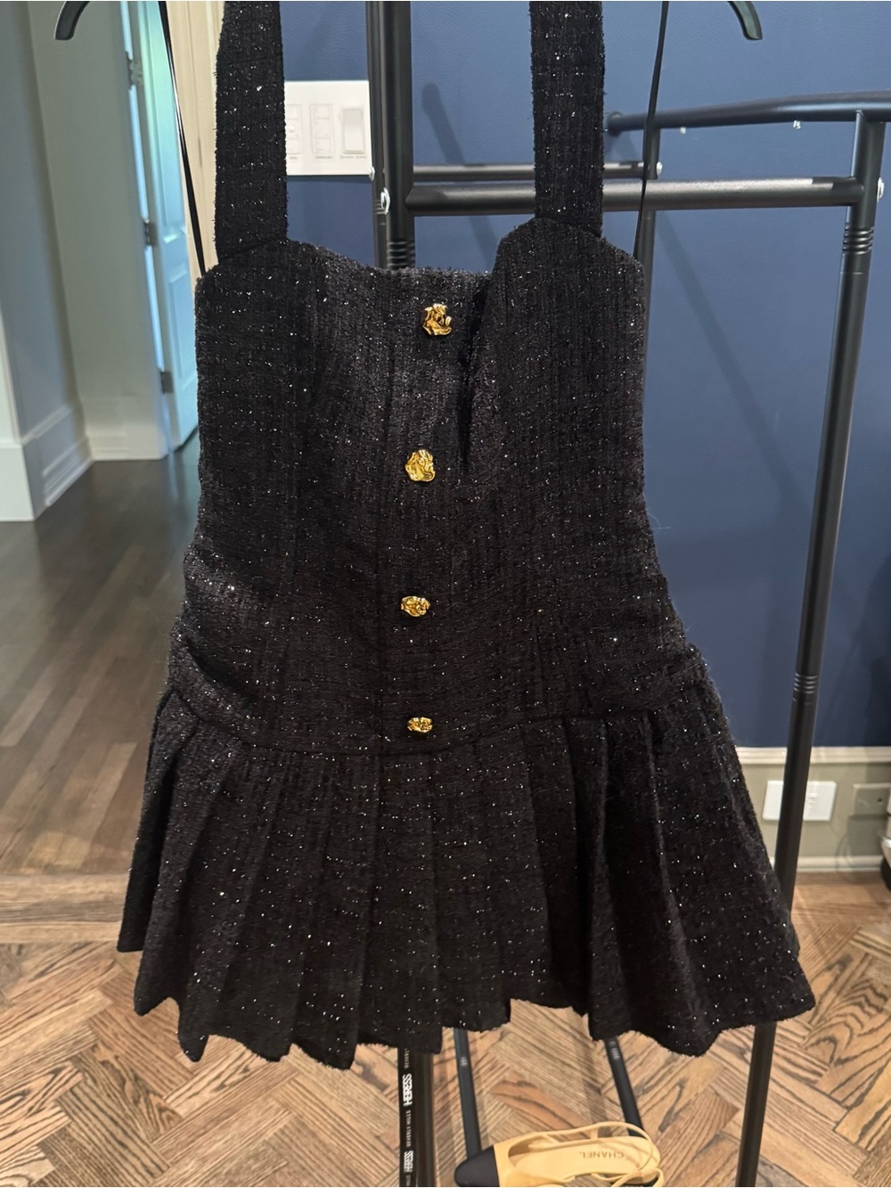 Heiress Womens’ Black Tweed Flare Mini Dress